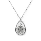 "I am" Saturnia Night Fly Mandala - Oval Pendant Necklace — Boho Teardrop Jewelry