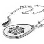 Life Flower Mandala - Oval Pendant Necklace — Boho Teardrop Jewelry