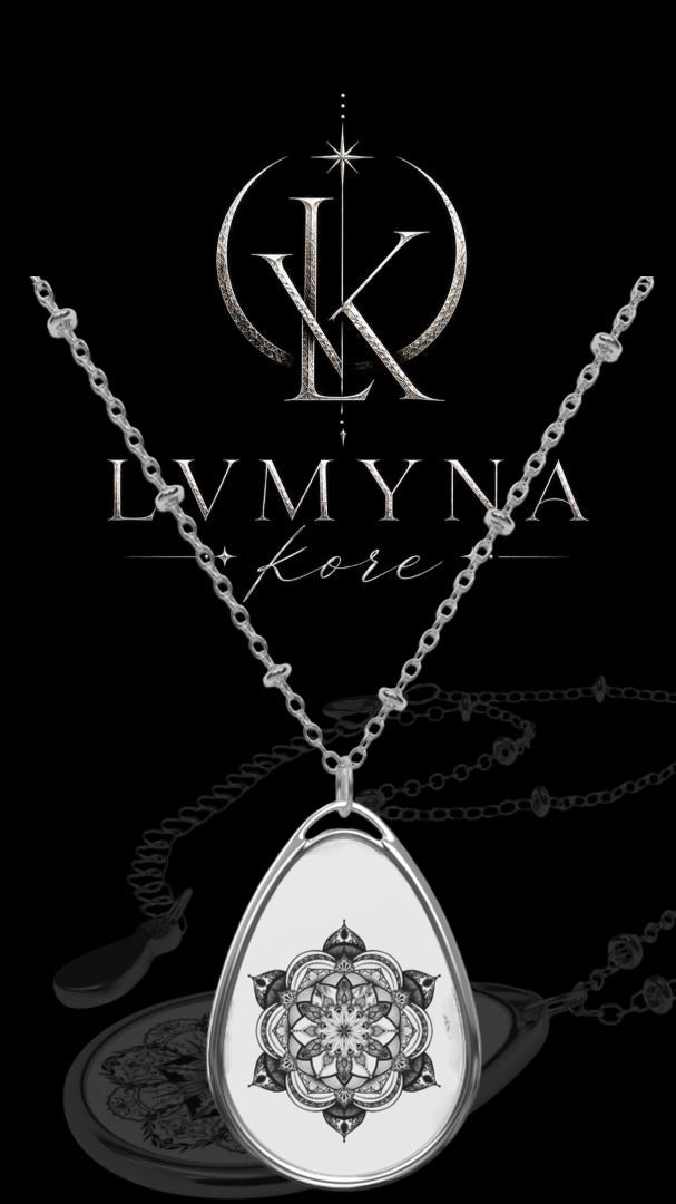 Life Flower Mandala - Oval Pendant Necklace — Boho Teardrop Jewelry
