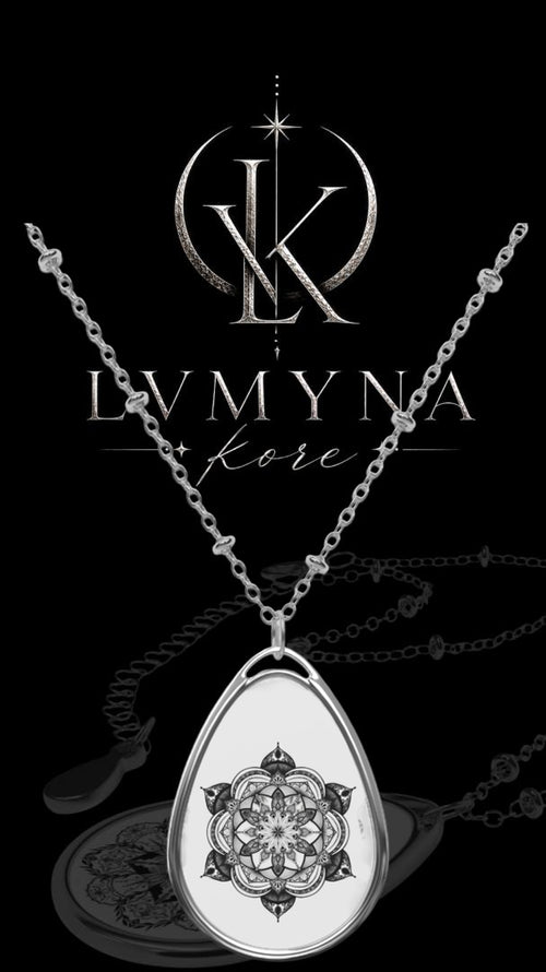 Life Flower Mandala - Oval Pendant Necklace — Boho Teardrop Jewelry